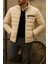 Erkek Kışlık Slim Fit Günlük Krem Şişme Mont 3