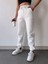 Kadın Beyaz Kışlık Kalın Içi Polarlı Yüksek Bel Paçası Lastikli Basic Jogger Eşofman Altı 2