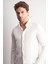 Beyaz Smart Düğmeli Yaka Uzun Kol Cepsiz Slim Fit Casual Gömlek 1004255167 4