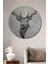 Görkemli Geyik Kara Kalem Görünümlü Dekoratif Ahşap Tablo Yuvarlak Tablo 1