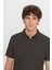 %100 Pamuk Slim Fit Dar Kesim Polo Yaka Jakarlı Triko Tişört 4