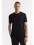 Erkek Siyah Bisiklet Yaka Jakarlı Elastan Regular Fit T-Shirt A51Y1035 13