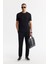 Erkek Siyah Bisiklet Yaka Jakarlı Elastan Regular Fit T-Shirt A51Y1035 14