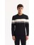 Erkek Siyah Bisiklet Yaka Çizgili Triko Regular Fit Kazak A52Y5034 7