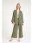 Keten Kadın Salaş Kimono İkili Haki Takım 5