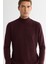 Erkek Bordo Yarım Balıkçı Yaka Dokulu Basic Kazak E005108 7