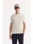 Erkek Ekru Bisiklet Yaka Rayon Tüylenmeyen Çizgili Triko Regular Fit T-Shirt A52Y5005 8