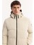 Erkek Ekru Kapüşonlu Rüzgar Geçirmez Şişme Comfort Fit Mont A52Y6054 13