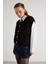 Kadın Siyah Saç Örgü Düğme Detaylı Triko Yelek 5584 1
