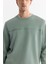 Erkek Mint Yeşil Bisiklet Yaka Pamuklu Baskılı Elastan Regular Fit Sweatshirt A42Y1267 7