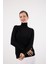 Kadın Siyah Çıtçıtlı Kollu Balıkçı Yaka Triko Bluz 3