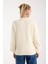Kadın Ekru Sakal Iplik Önü Aksesuarlı Balon Kollu V Yaka Triko Kazak 6