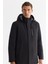 Erkek Siyah Çıkma Kapüşonlu Su İtici Rüzgar Geçirmez Uzun Comfort Fit Mont A42Y6151 18
