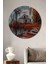 Sonbaharın Gızemlı Deniz Feneri Yağlı Boya Görünümlü Ahşap Dekoratif Tablo Yuvarlak Tablo 1