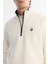 Erkek Beyaz Dik Yaka Fermuarlı 3 İplik Şardonlu Regular Fit Sweatshirt E001020 7