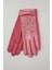 Kadın Taşlı Süet Dokunmatik Eldiven Pembe 1