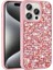 Spia Apple iPhone 15 Pro Kılıf Parlak Taşlı Tasarım Spıa Linea Kapak-Pembe 1