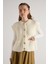 Kadın Ekru Saç Örgü Düğme Detaylı Triko Yelek 5584 7