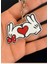 Love Mickey & Minnie Eldiven Figürlü Anahtarlık – Kalp Desenli Çift Temalı 1