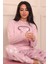 Kadın Sloganlı Kalp Desenli ve Altı Kalp Desenli Termal Pijama Takımı 2