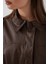 Kadın Oversize Deri Ceket 1055 - Kahverengi 5