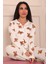 Kadın Teddy Bear Desenli Önü Düğmeli Uzun Kol Altı Uzun Milan Kumaş Pijama Takımı 2