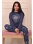 Kadın Good Night Sloganlı ve Altı Yıldız Desenli Termal Pijama Takımı 4