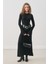 Kloş Etekli Lastik Örgü Elbise Siyah 1