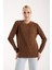 Kadın Kahve Selanik Örgü Bisiklet Yaka Simli Triko Kazak 1