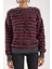 Kadın Füme-Bordo Sakal Iplik Çizgili Bisiklet Yaka Triko Kazak 3