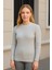 Bisiklet Yuvarlak Yaka Triko Kazak Pamuklu Kalın Fitilli Dokuma, Regular Fit Uzun Kollu Kışlık Model - Gri 2