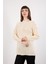Kadın Ekru Omuzları Kesik Detaylı Reglan Kollu Simli Triko Kazak 1