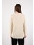 Kadın Ekru Omuzları Kesik Detaylı Reglan Kollu Simli Triko Kazak 6
