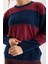 Kadın Laci-Bordo Iki Renkli Çapraz Kontrast Dikiş Detaylı Şönil Kadife Triko Bluz 4