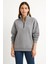 Üç Iplik Dık Yaka Yarım Fermuarlı Sweatshirt - Gri 3