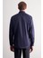 Lacivert Yarım Italyan Yaka Saten Uzun Kol Slim Fit %100 Pamuk Gömlek 1004255188 5