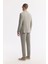 Erkek Gri Mono Yaka Viskon Karışımlı Hafif Bi-Stretch Blazer Comfort Slim Fit Ceket A51Y4011 11