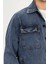 Erkek Lacivert Yıkamalı Kot Ceket Rahat Kalıp Gömlek Yaka Kapaklı Çift Cep 6