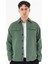 Erkek Yeşil Kot Ceket Relax Fit Kapaklı Çift Cepli Gömlek Yaka 1