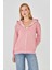 Kadın Tam Fermuarlı Kapüşonlu Pamuklu Eşofman Üstü Pembe 9508-P 3
