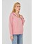 Kadın Tam Fermuarlı Kapüşonlu Pamuklu Eşofman Üstü Pembe 9508-P 5