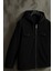 Erkek Oversize Premium Siyah Kapşonlu Mont 4