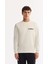 Erkek Ekru Bisiklet Yaka Pamuklu Bi-Stretch Baskılı Regular Fit Sweatshirt A52Y1260 7