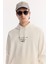 Erkek Ekru Kapüşonlu Pamuklu Bi-Stretch Baskılı Regular Fit Sweatshirt A52Y1211 10