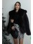 Kadın Siyah Premium Suni Kürk Ceket Uzun Kol Gündüz ve Gece Kullanımı İçin 1