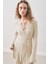 Volanlı Lastik Örgü Tunik Bej 5
