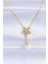 316L Çelik Zincir Gold Renk Inci Detay Çiçek Kolye - TJ-BKO8730 1