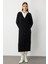 Oversize V Yaka Uzun Siyah Triko Hırka 1