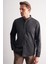 Siyah Smart Düğmeli Yaka Uzun Kol Cepsiz Slim Fit Casual Gömlek 1004255172 1