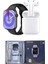Akıllı Saat Gümüş Kasa Bluetooth Kulaklık Hediyeli Çok Fonksiyonlu Ikili Set 5